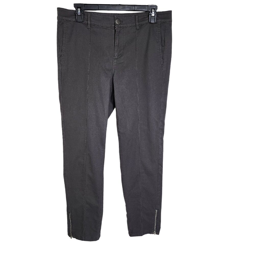 J Jill Womens Zip Ankle Pants Size 8 Gray Cotton Rayon Stretch Chino Cropped Mid
